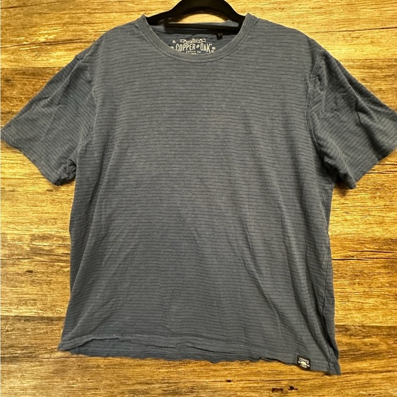 copper oak Blue Short Sleeve Crew Neck Tee with Relaxed Fit - Picture 1 of 6